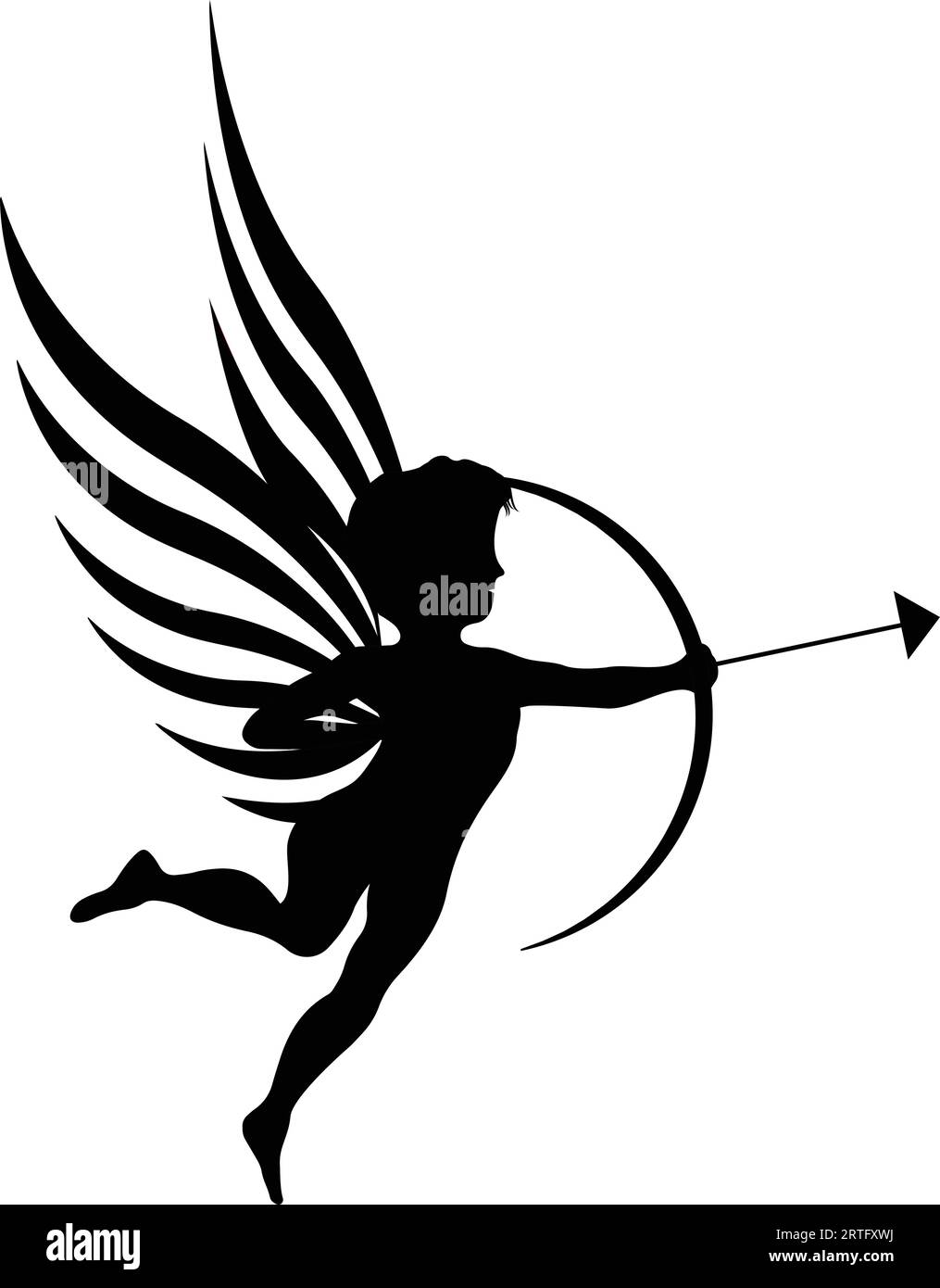 Cupid silhouette on white background Stock Vector