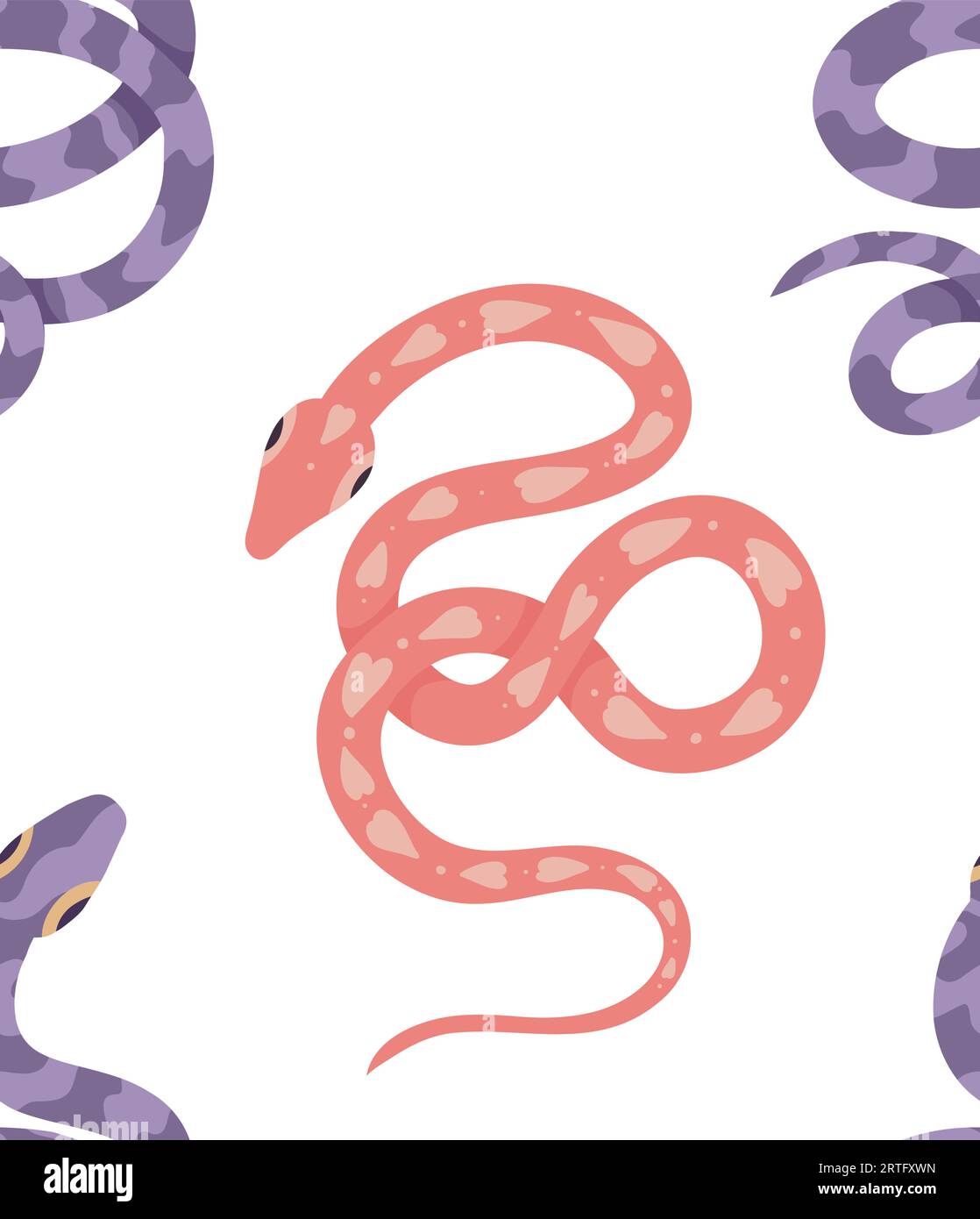 Seamless vector pattern with purple and pink snakes. Cartoon texture ...