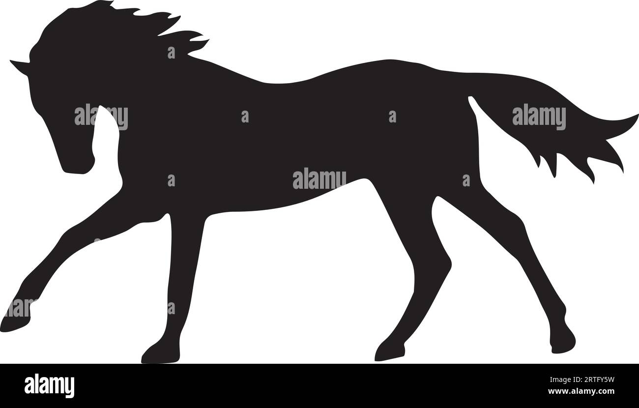 Walking horse silhouette or vector Stock Vector