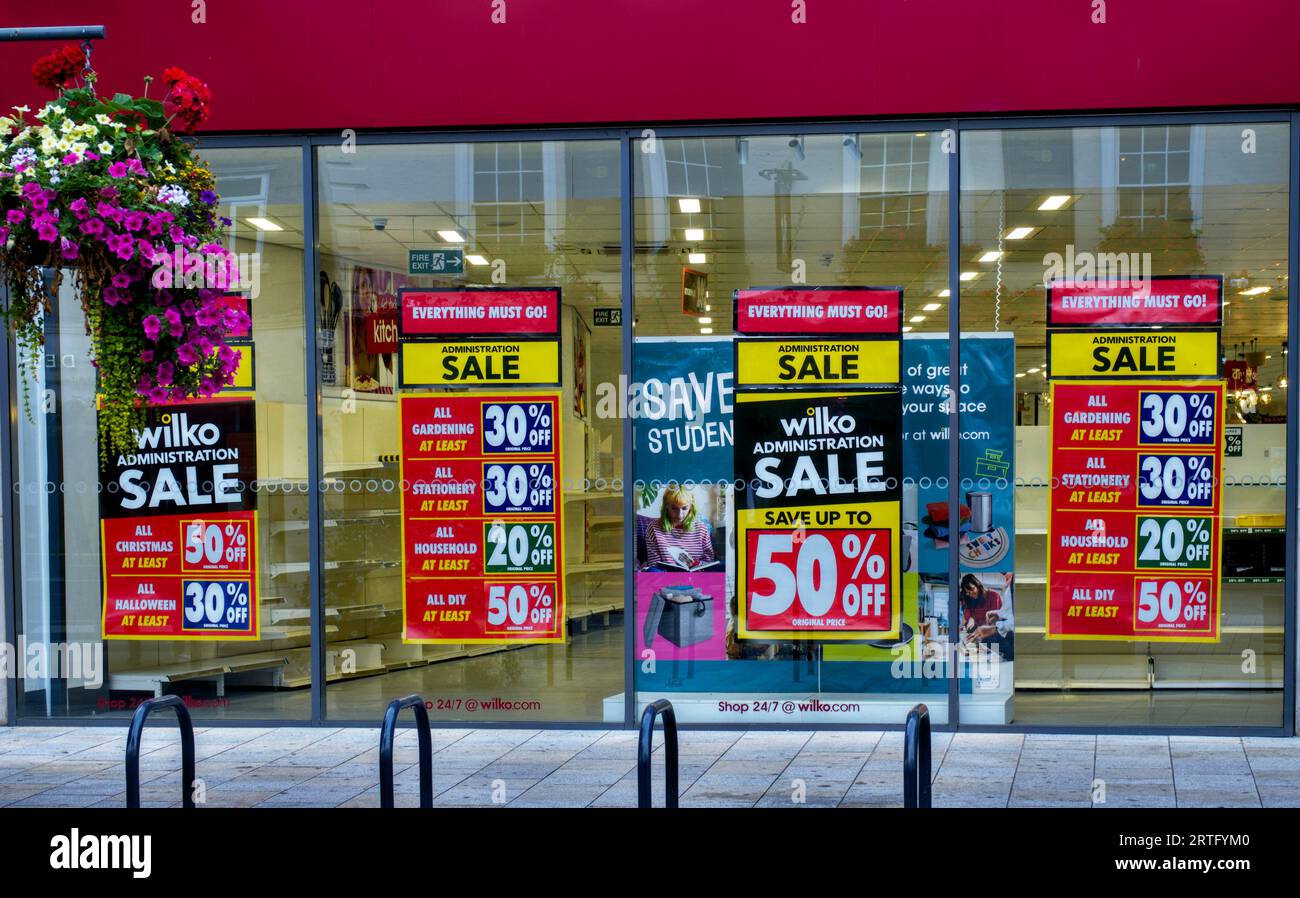 Retailer Wilko closing down sale, High Street, Watford, Hertfordshire