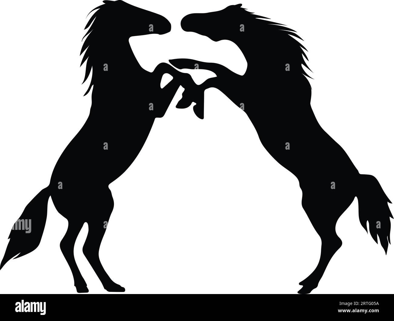Horse fighting silhouette or vector file Stock Vector