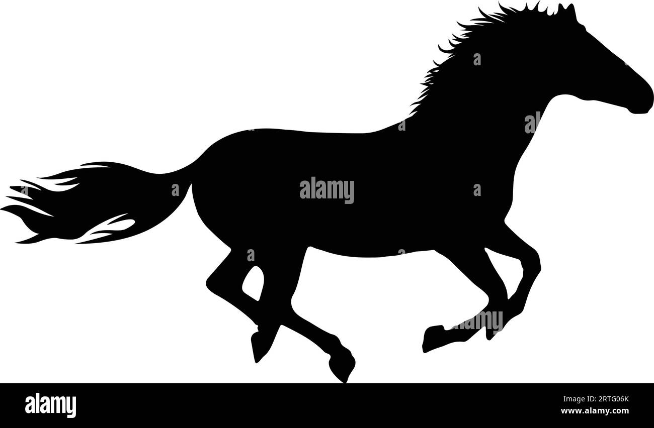 Horse silhouette or vector running super fast Stock Vector