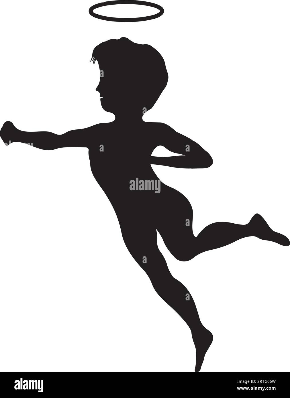 Cupid silhouette on white background Stock Vector
