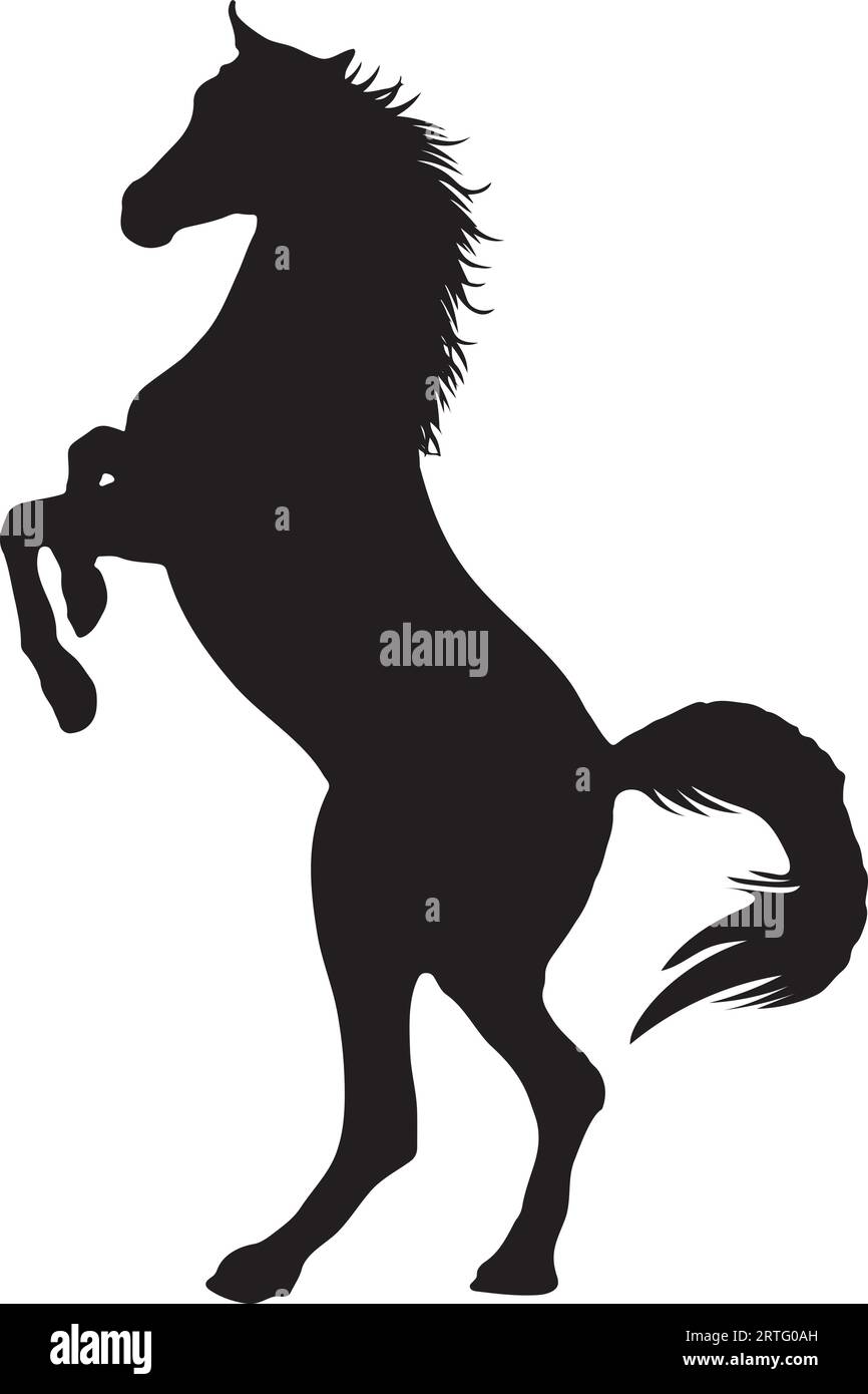 Horse playing silhouette on white background Stock Vector