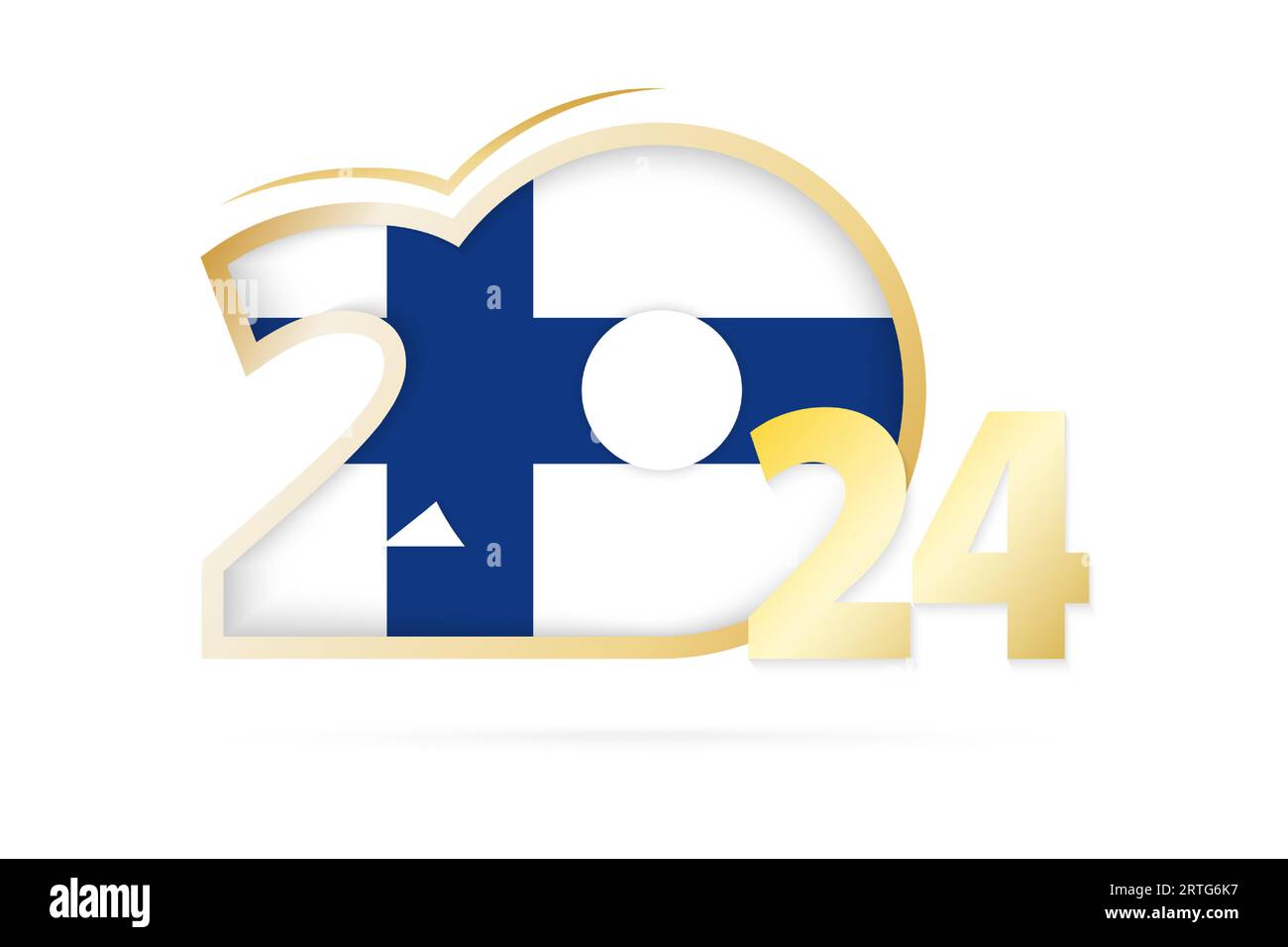 Year 2024 with Finland Flag pattern. Vector Illustration Stock Vector