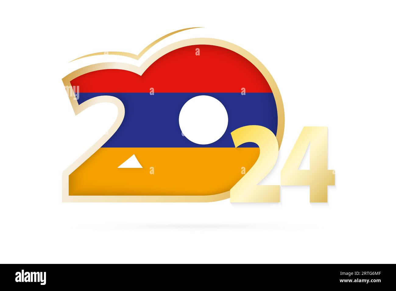 Year 2024 with Armenia Flag pattern. Vector Illustration Stock Vector