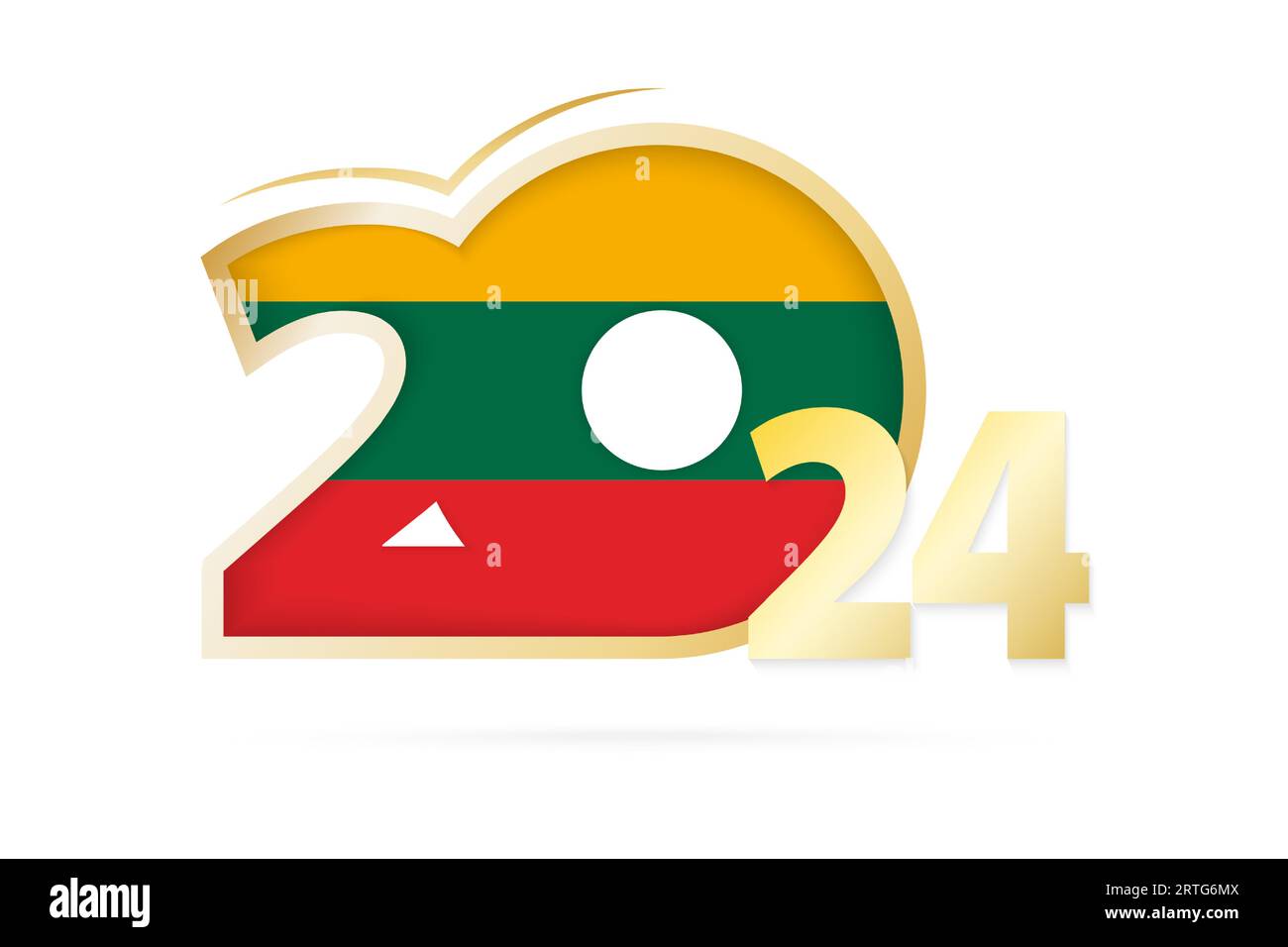 Year 2024 with Lithuania Flag pattern. Vector Illustration Stock Vector