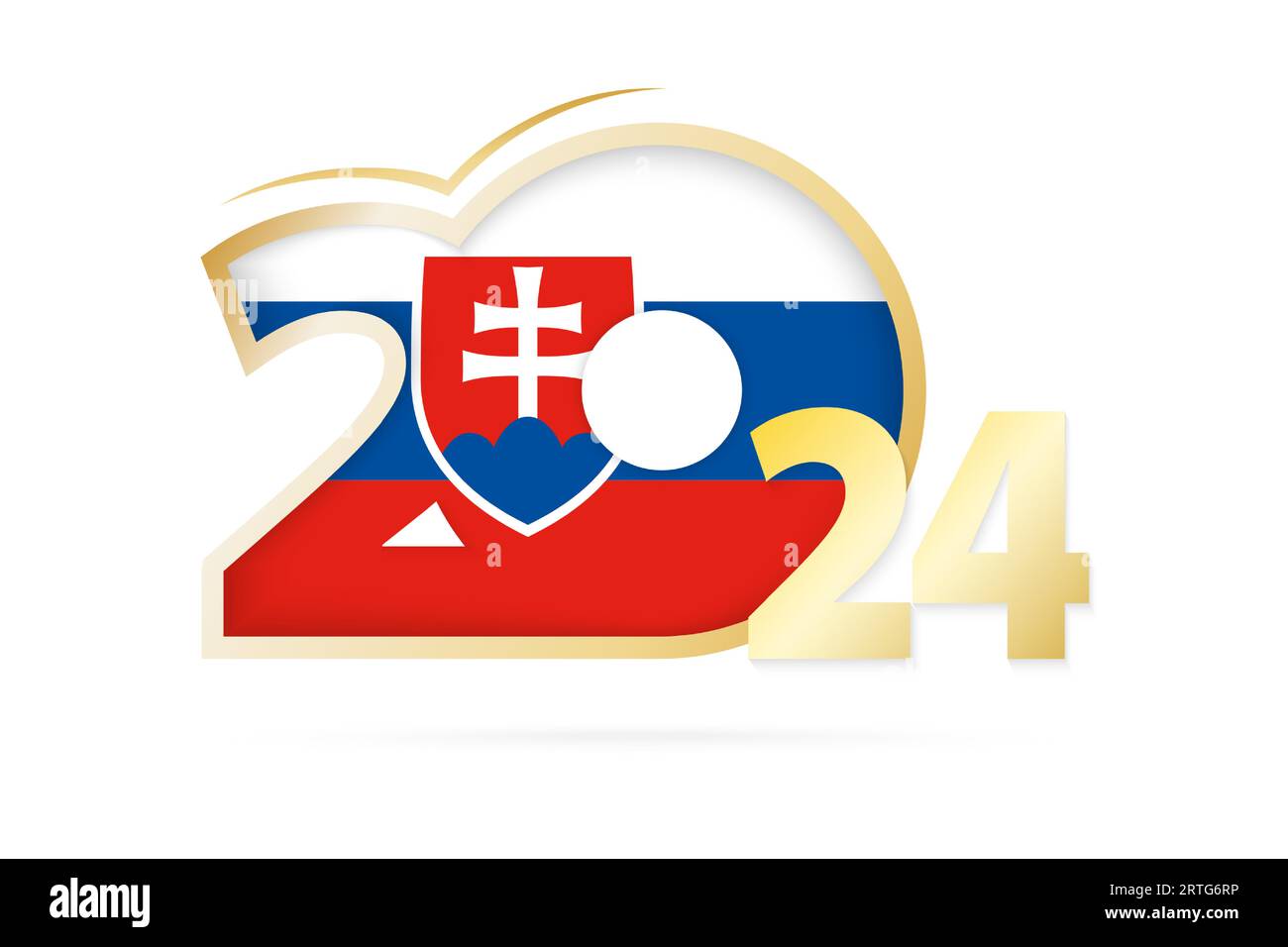 Year 2024 With Slovakia Flag Pattern Vector Illustration 2RTG6RP 