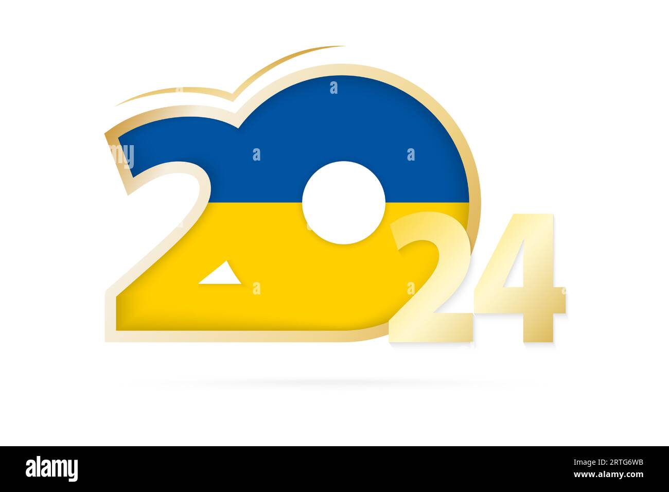 Year 2024 with Ukraine Flag pattern. Vector Illustration Stock Vector