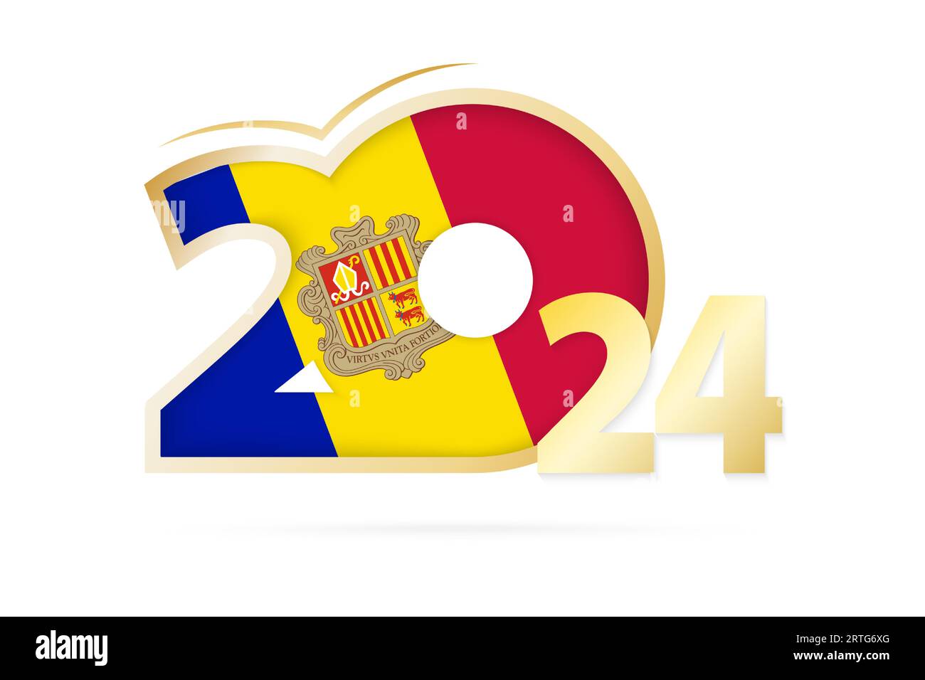 Year 2024 with Andorra Flag pattern. Vector Illustration Stock Vector