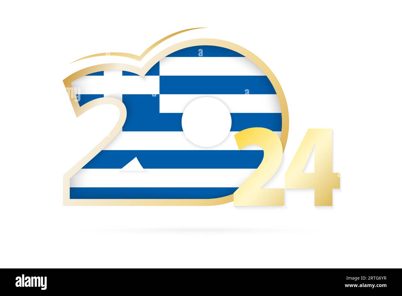 Year 2024 with Greece Flag pattern. Vector Illustration Stock Vector