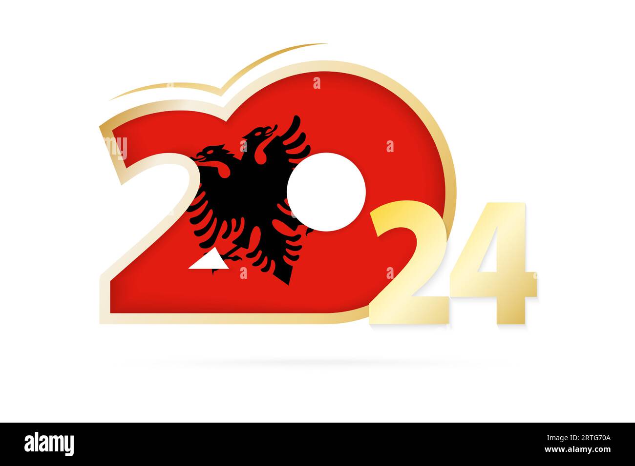 Year 2024 with Albania Flag pattern. Vector Illustration Stock Vector