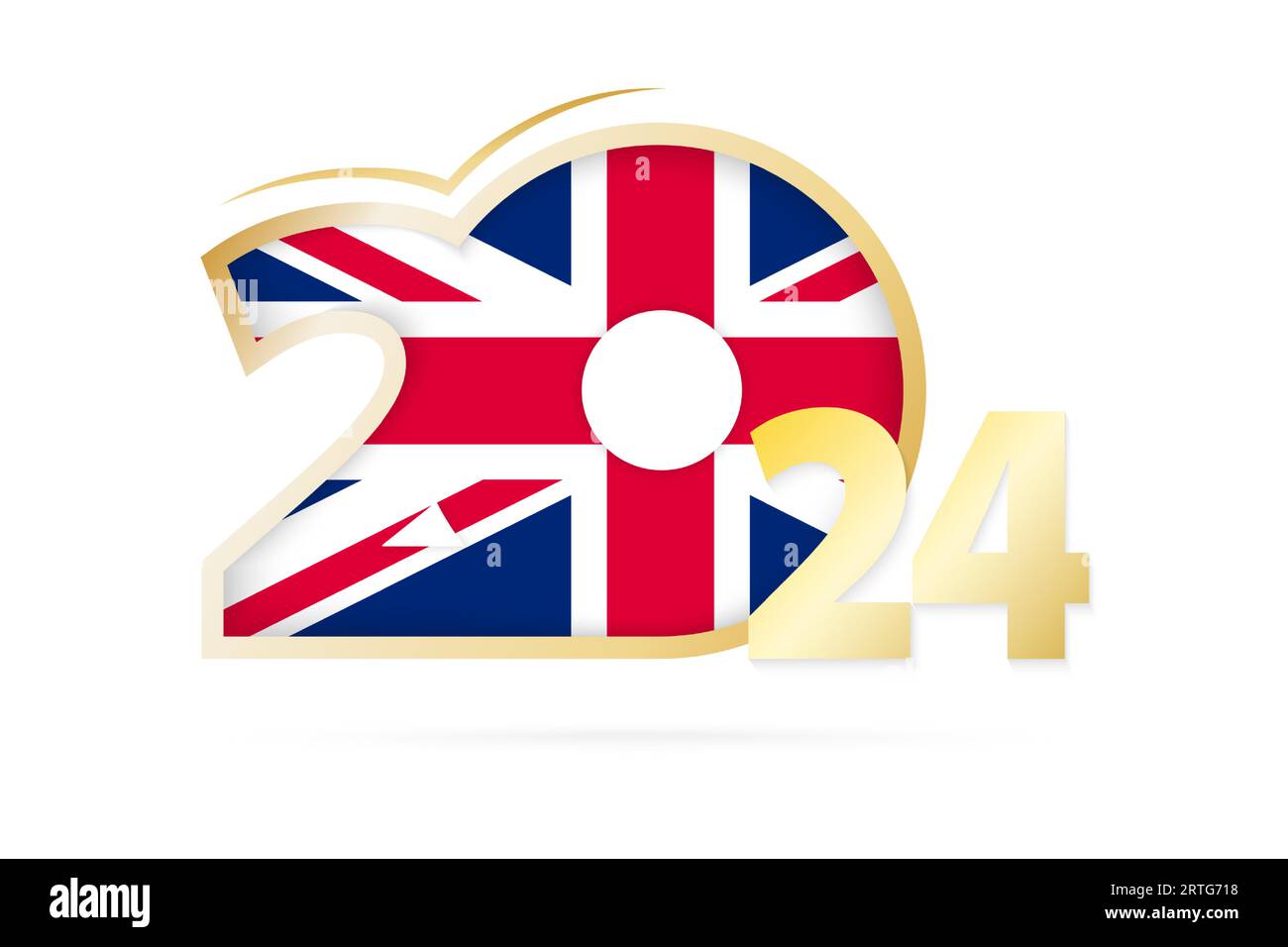 Year 2024 with United Kingdom Flag pattern. Vector Illustration Stock