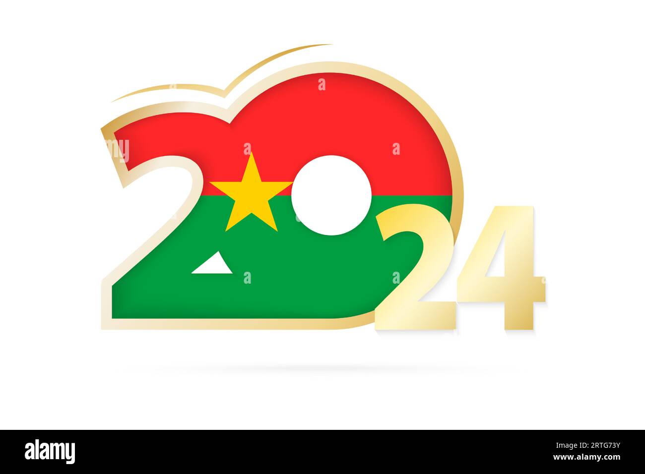 Year 2024 with Burkina Faso Flag pattern. Vector Illustration Stock