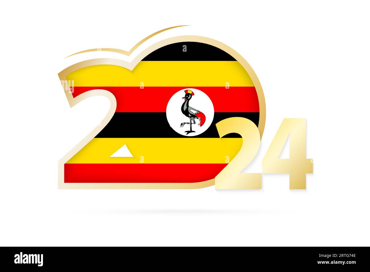 Year 2024 with Uganda Flag pattern. Vector Illustration Stock Vector