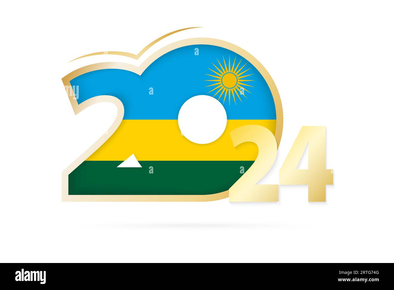 Year 2024 with Rwanda Flag pattern. Vector Illustration Stock Vector