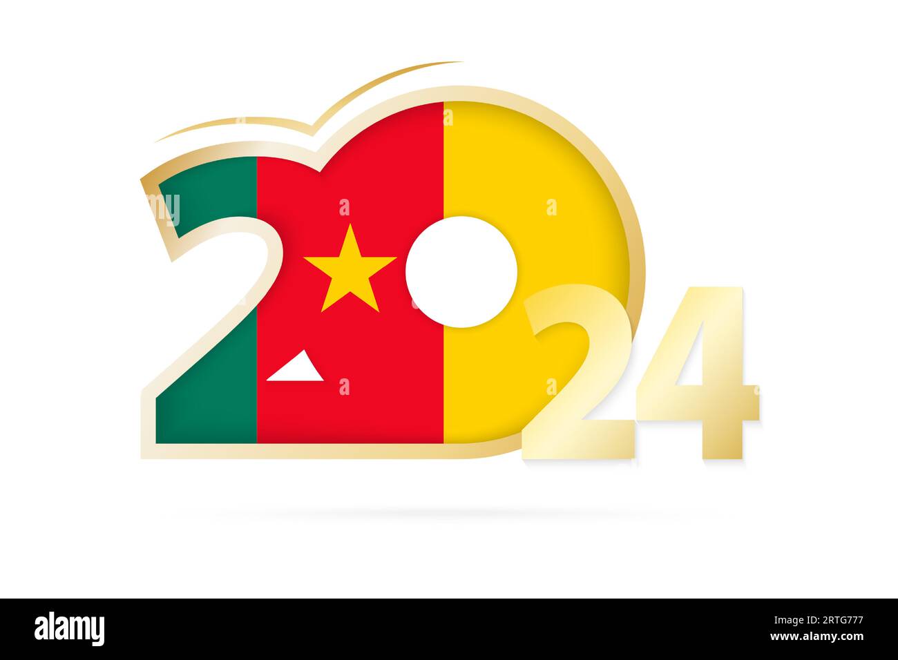 Year 2024 with Cameroon Flag pattern. Vector Illustration Stock Vector