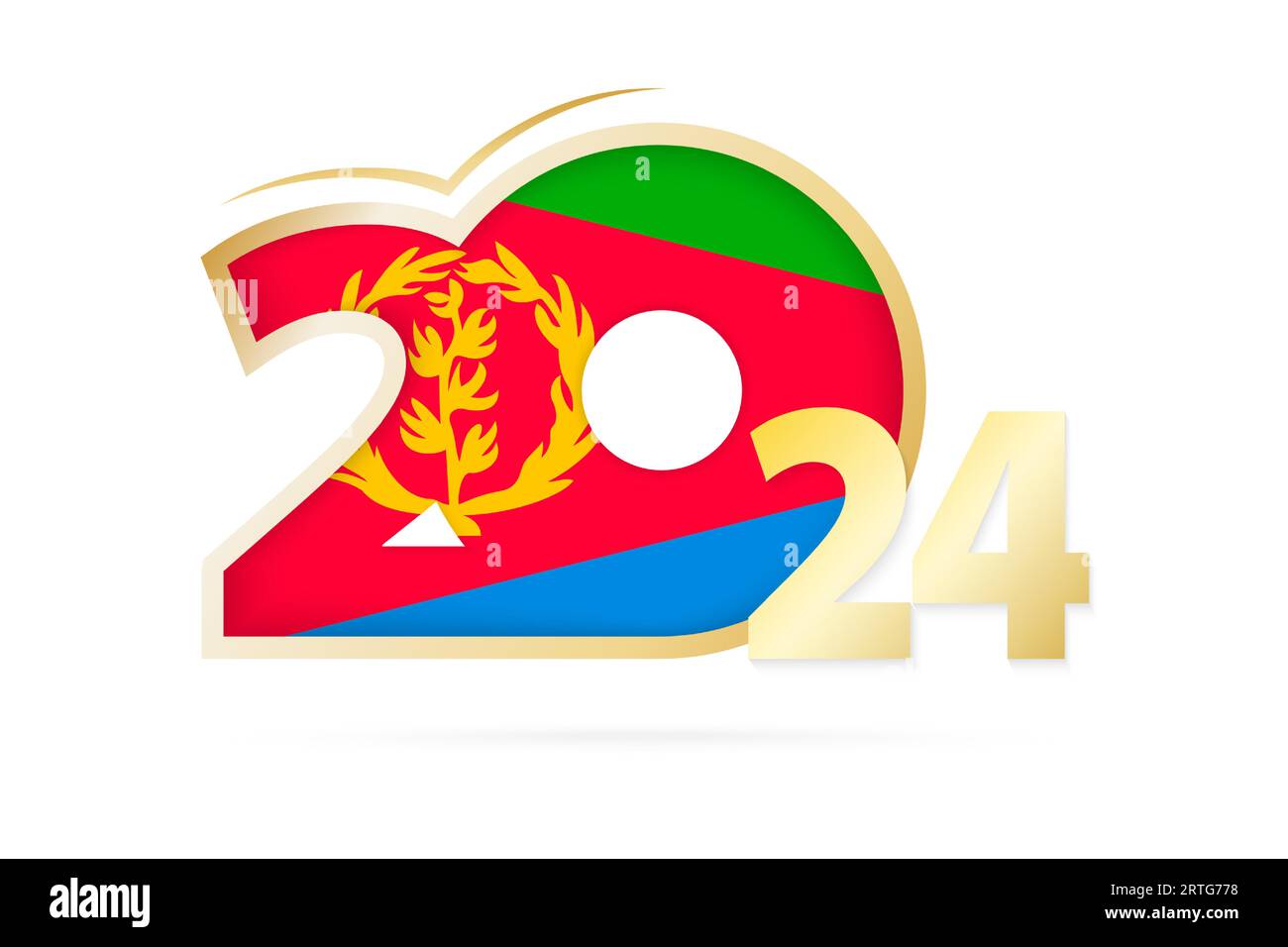 Year 2024 with Eritrea Flag pattern. Vector Illustration Stock Vector