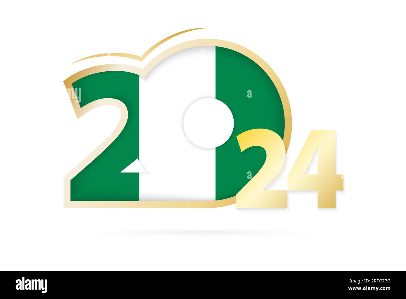 Year 2024 with Nigeria Flag pattern. Vector Illustration Stock Vector