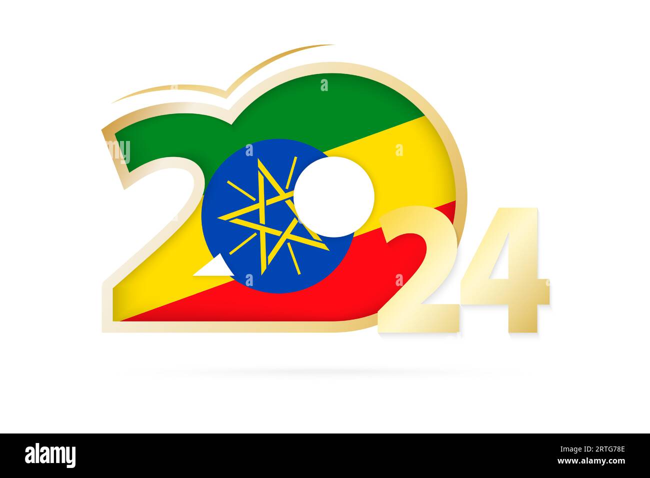 Year 2024 with Ethiopia Flag pattern. Vector Illustration Stock Vector