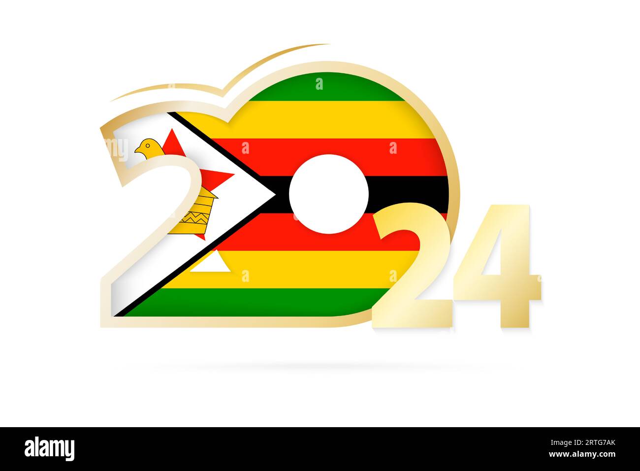 Year 2024 with Zimbabwe Flag pattern. Vector Illustration Stock Vector