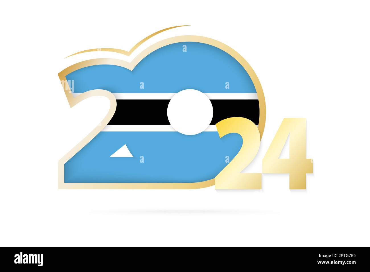 Year 2024 with Botswana Flag pattern. Vector Illustration Stock Vector