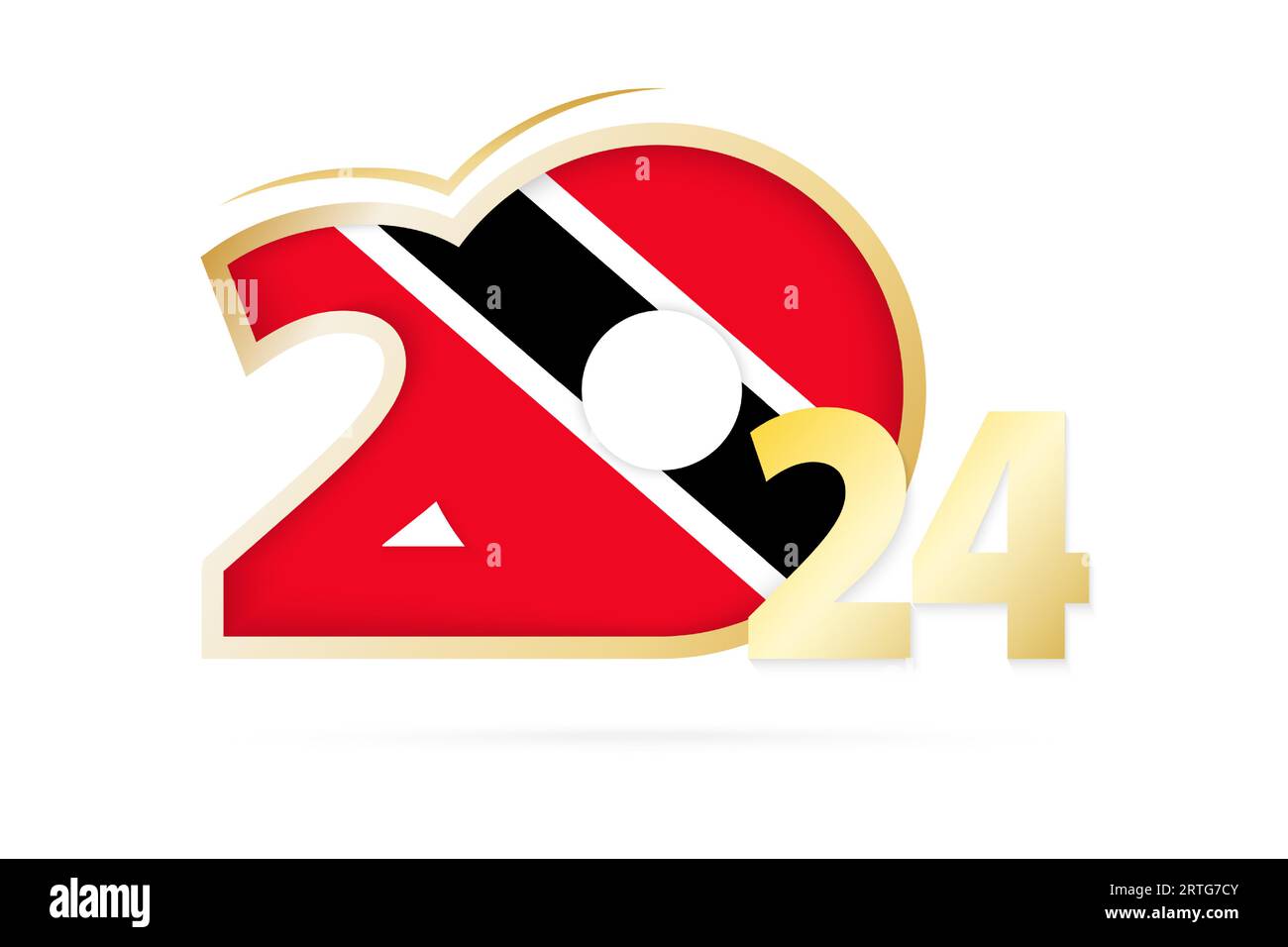 Year 2024 with Trinidad and Tobago Flag pattern. Vector Illustration
