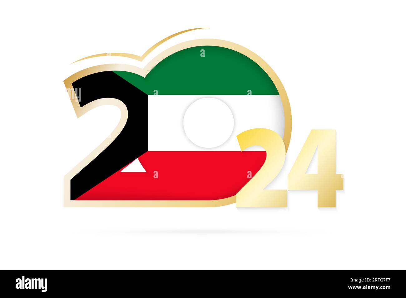 Year 2024 with Kuwait Flag pattern. Vector Illustration Stock Vector