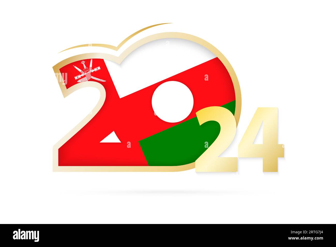 Year 2025 with Oman Flag pattern. Vector Illustration Stock Vector
