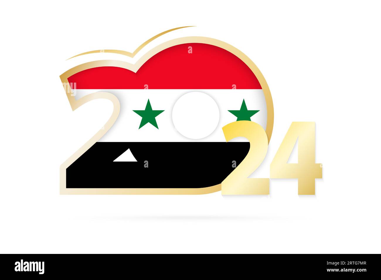 Year 2024 with Syria Flag pattern. Vector Illustration Stock Vector