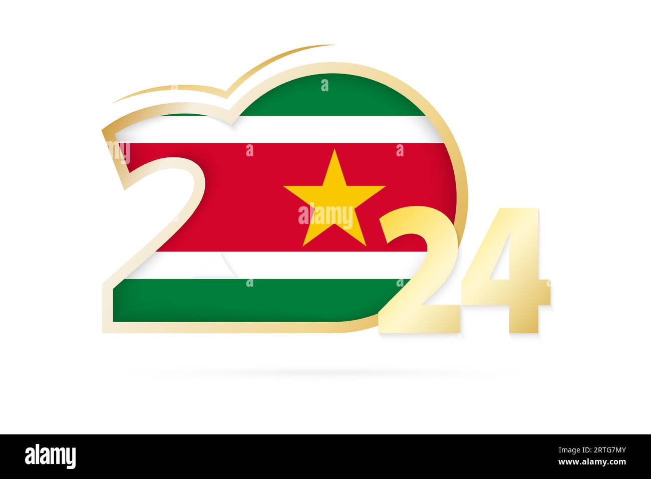Year 2024 with Suriname Flag pattern. Vector Illustration Stock Vector