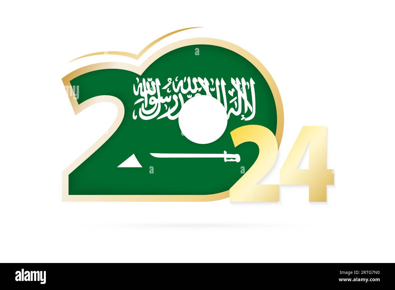 Year 2024 with Saudi Arabia Flag pattern. Vector Illustration Stock
