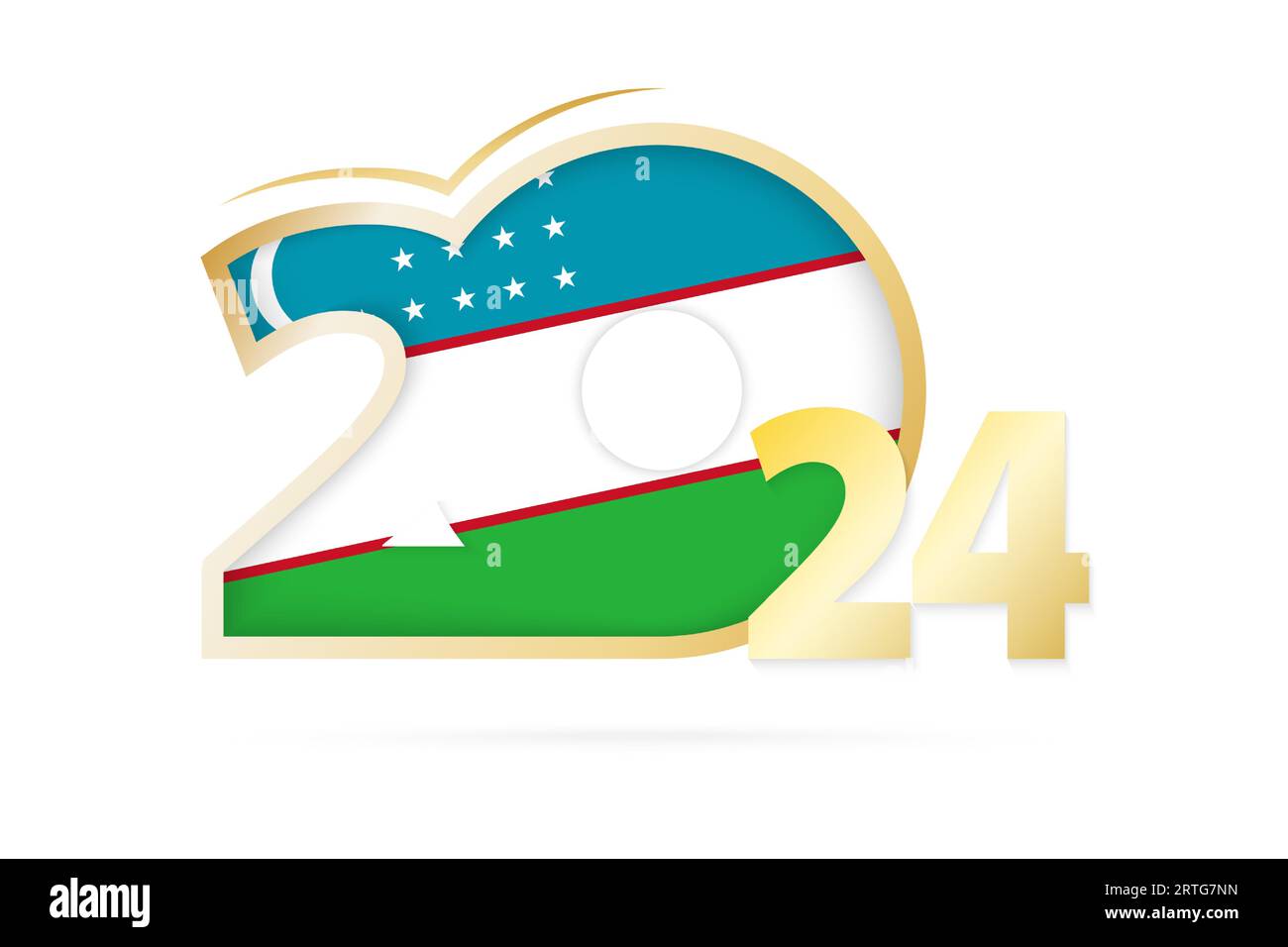 Year 2024 with Uzbekistan Flag pattern. Vector Illustration Stock