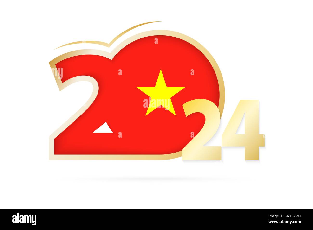 Year 2024 with Vietnam Flag pattern. Vector Illustration Stock Vector
