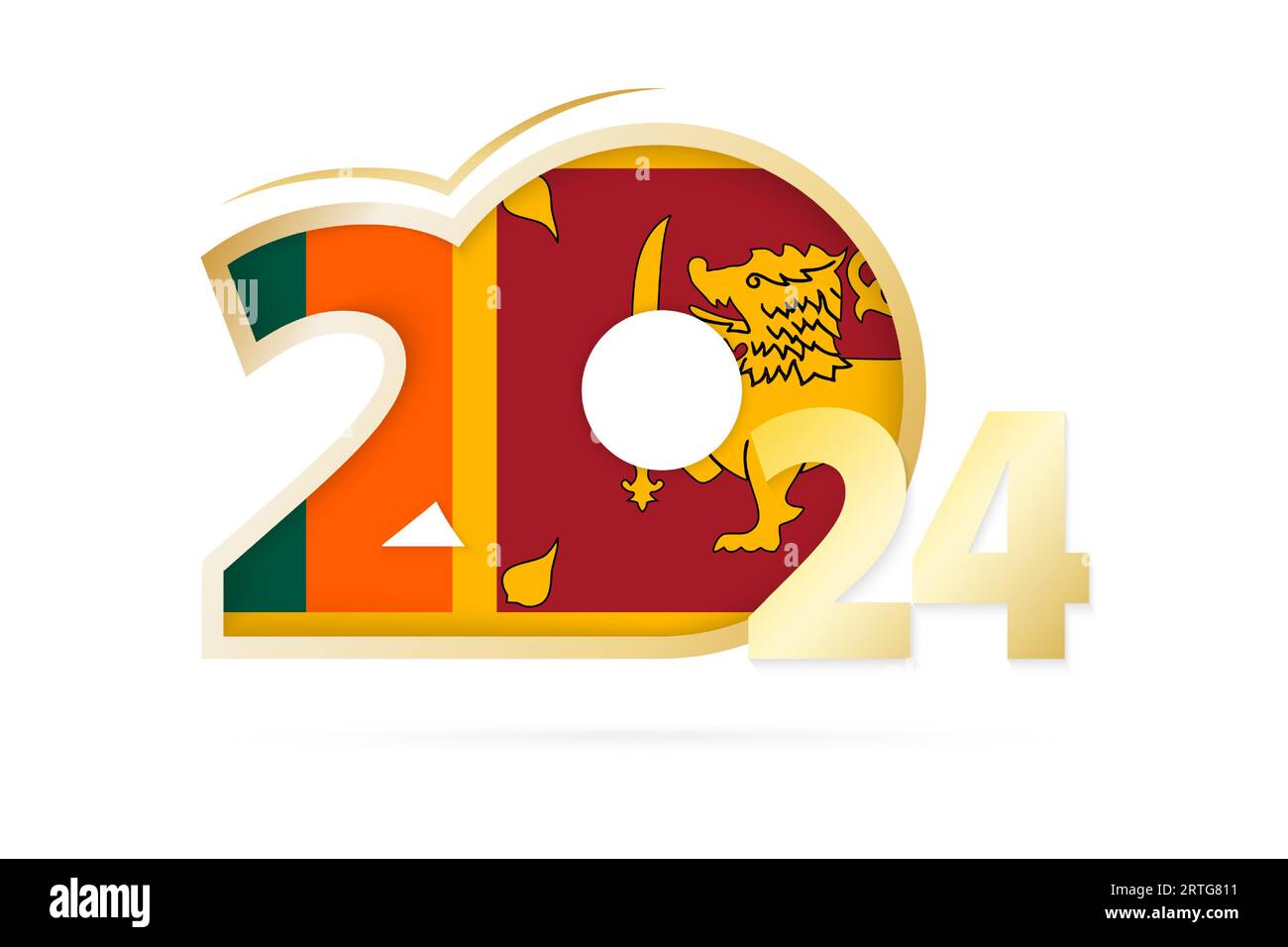 Year 2024 with Sri Lanka Flag pattern. Vector Illustration Stock Vector