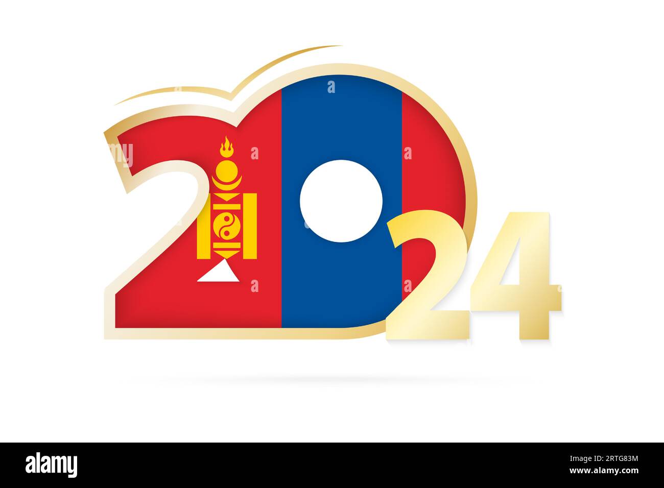 Year 2024 with Mongolia Flag pattern. Vector Illustration Stock Vector