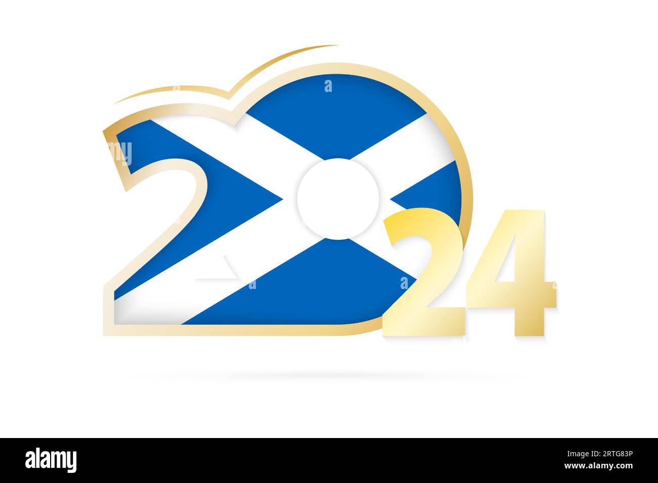 Year 2024 with Scotland Flag pattern. Vector Illustration Stock Vector