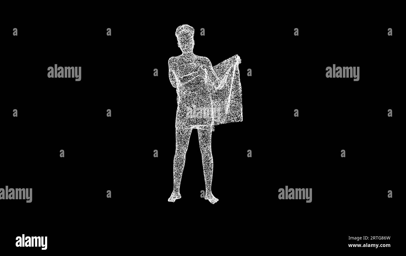 3D Woman after shower on black bg. Relax concept. Business advertising