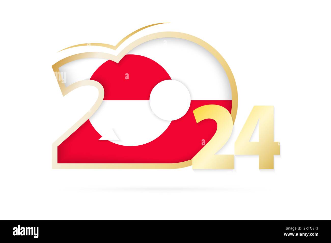 Year 2024 with Greenland Flag pattern. Vector Illustration Stock Vector
