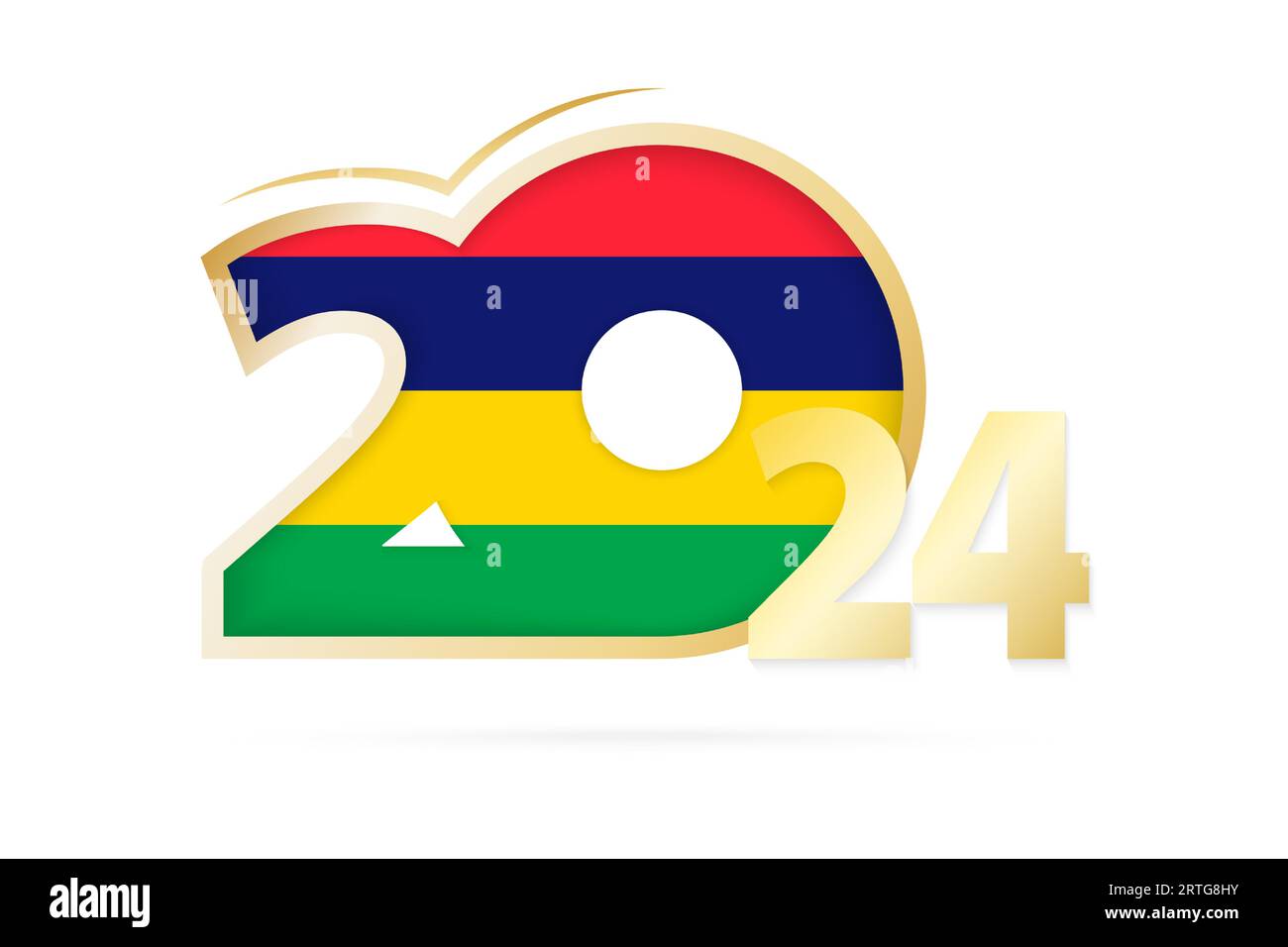 Year 2024 with Mauritius Flag pattern. Vector Illustration Stock Vector
