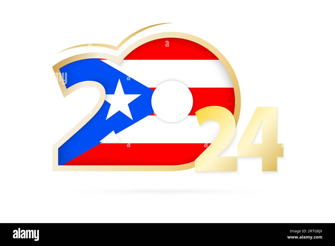 Year 2025 with Puerto Rico Flag pattern. Vector Illustration Stock