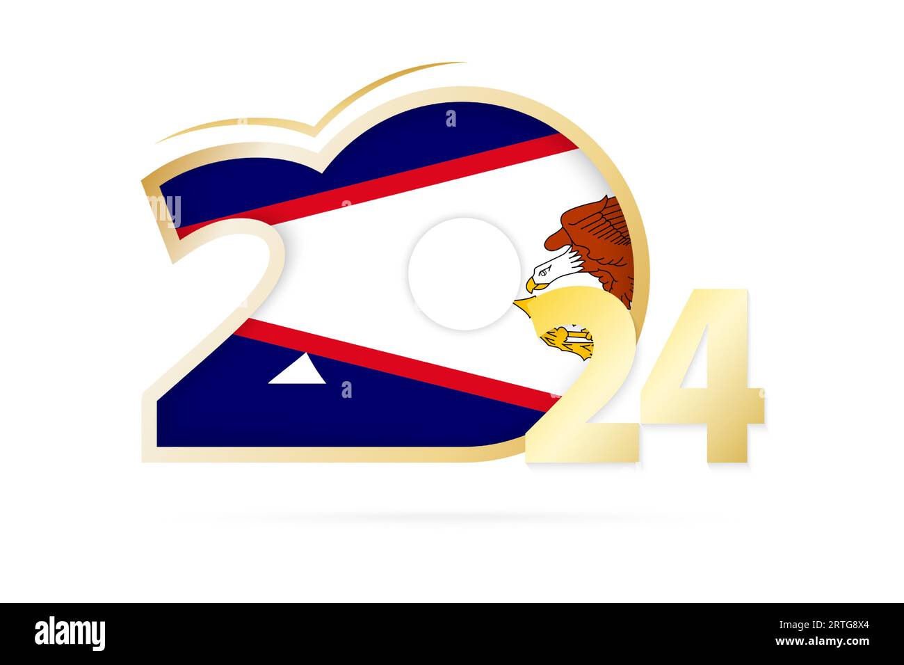 Year 2025 with American Samoa Flag pattern. Vector Illustration Stock