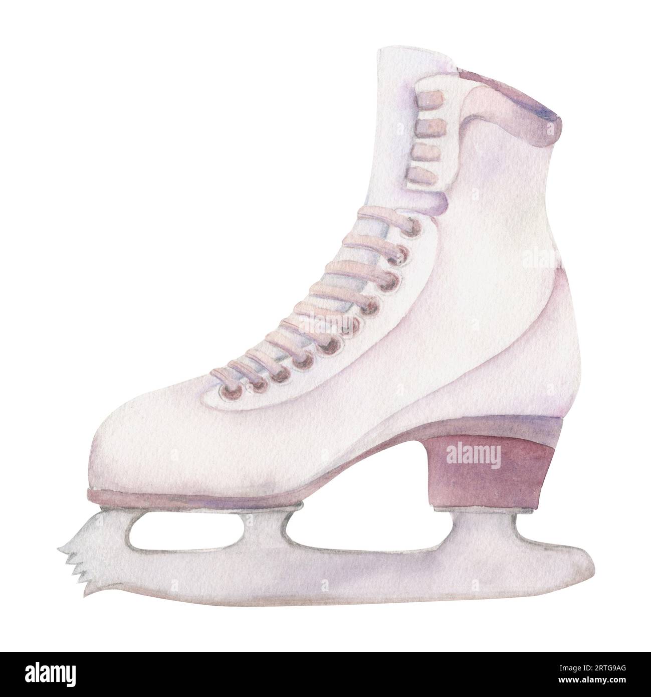 Hand drawn watercolor figure skating boots, winter sports footwear ...