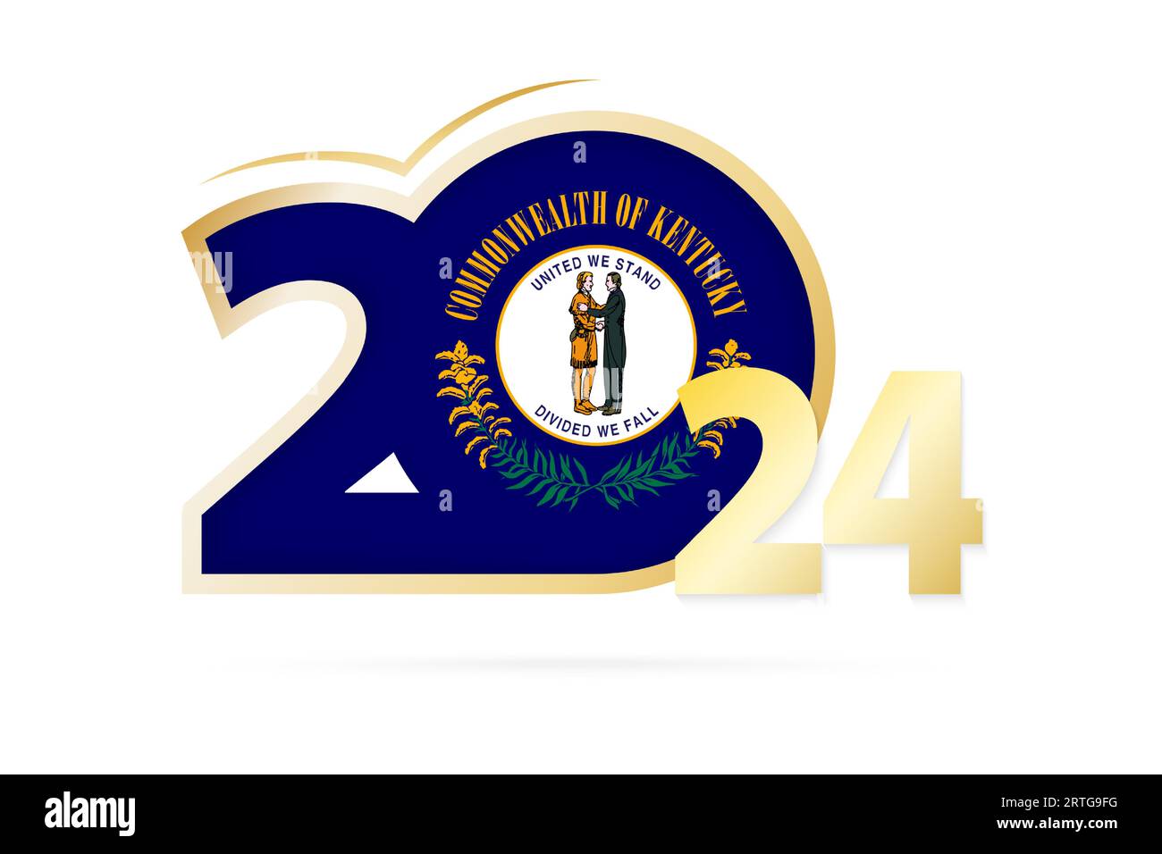 Year 2024 with Kentucky Flag pattern. Vector Illustration Stock Vector