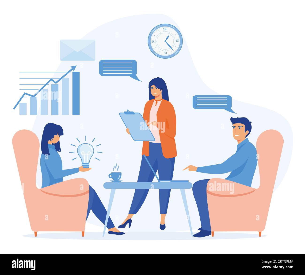 concept of business work flow, time management, marketing material