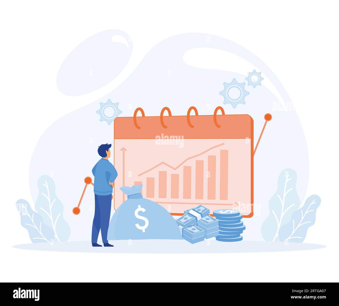 Income growth chart, banking services, financial report graph, return on investment, budget planning. flat vector modern illustration Stock Vector