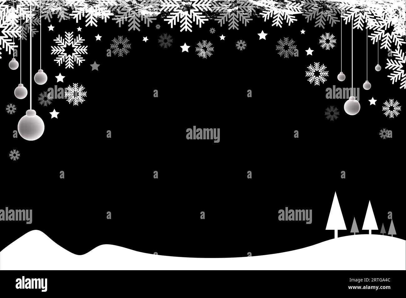 Merry Christmas frame ball on black background Stock Photo