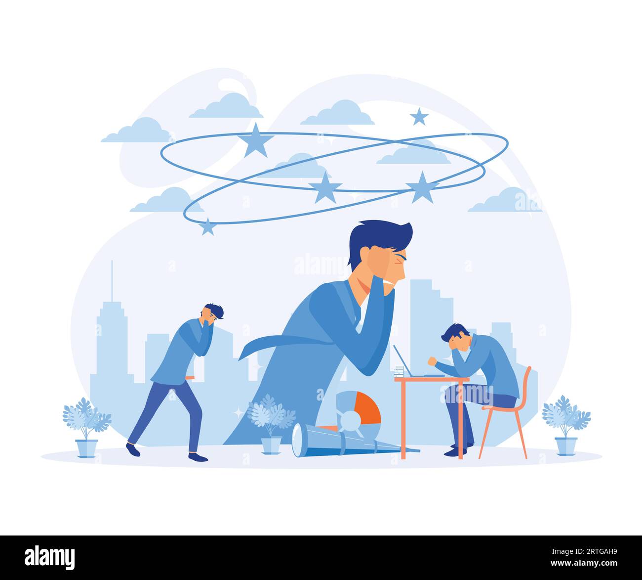 Stress in the office. Stress Management. a group of people having stress moment chasing deadline, flat vector modern illustration Stock Vector