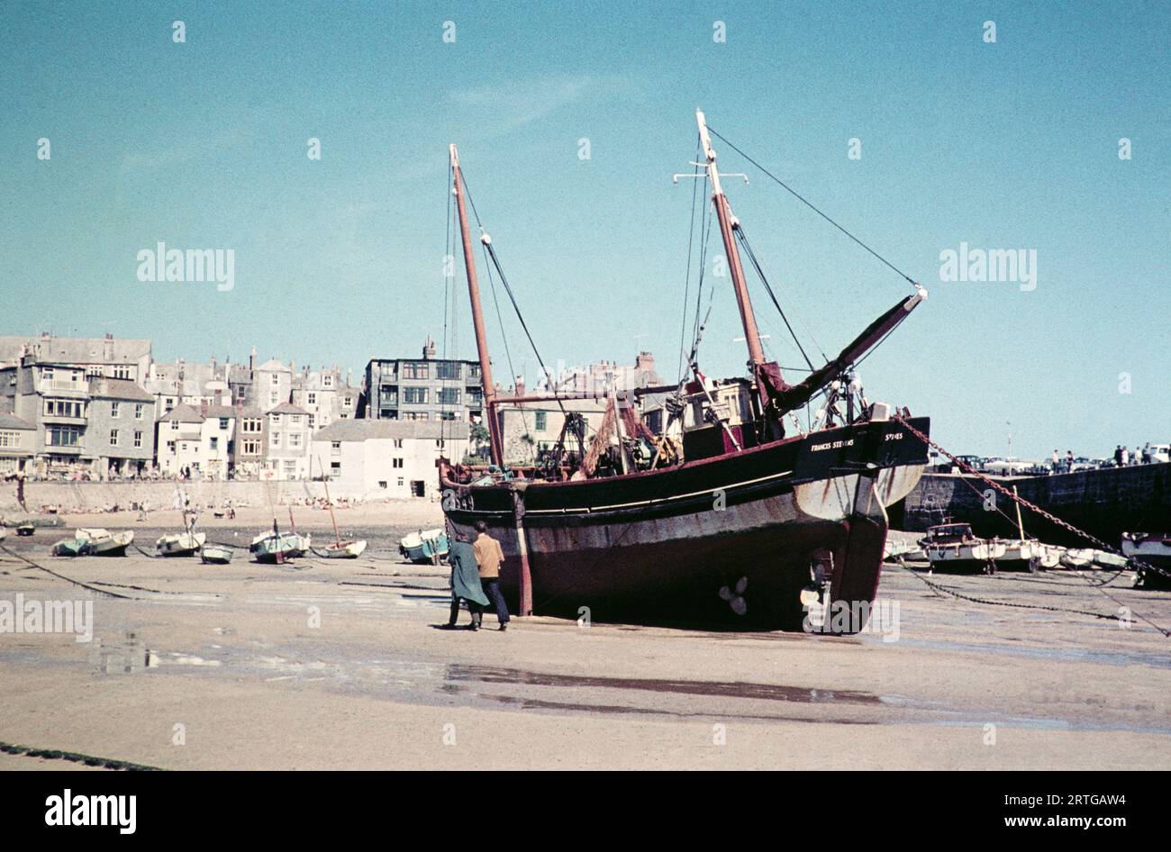 Francis Stevens fishing boat, St Ives, Cornwall, England, UK September 1960 Stock Photo
