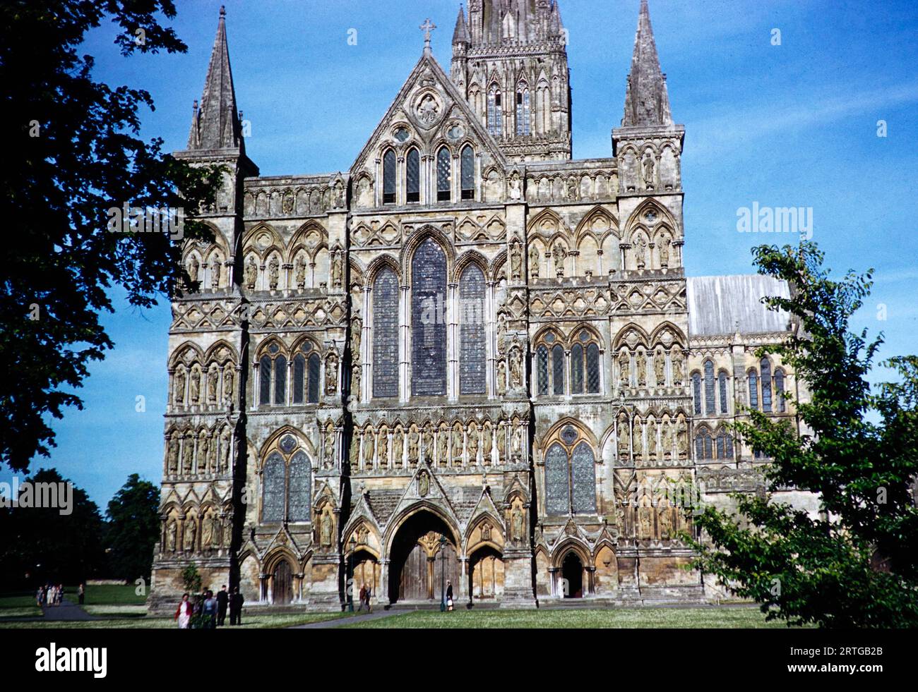 Salisbury cathedral church, Wiltshire, England, UK June 1959 Stock Photo